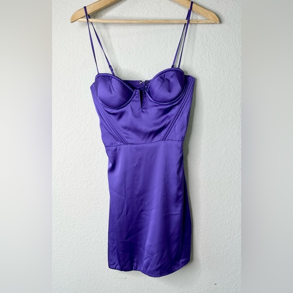 Oh Polly purple satin bustier dress - Picture 4 of 12